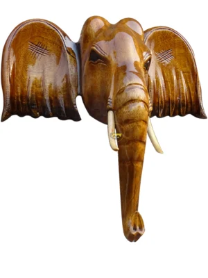 Wooden, Hand-made Elephant Head