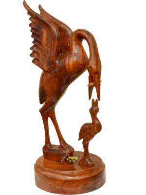 Wooden, Hand-made Heron or Crane, Up Wings